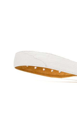 Marco Di Milano Ostrich Belt - White-AmbrogioShoes