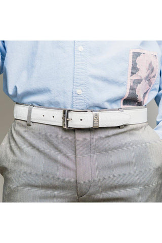 Marco Di Milano Ostrich Belt - White-AmbrogioShoes