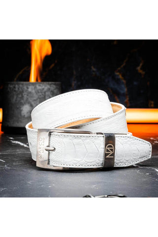 Marco Di Milano Ostrich Belt - White-AmbrogioShoes