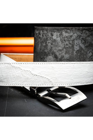 Marco Di Milano Ostrich Belt - White-AmbrogioShoes