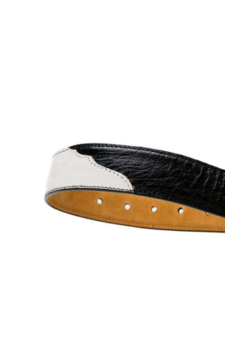 Marco Di Milano Ostrich Belt - White & Black-AmbrogioShoes