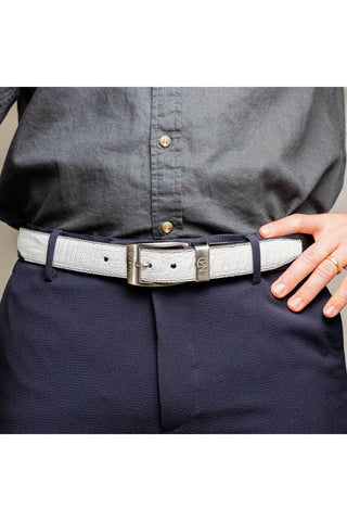 Marco Di Milano Ostrich Belt - White & Black-AmbrogioShoes