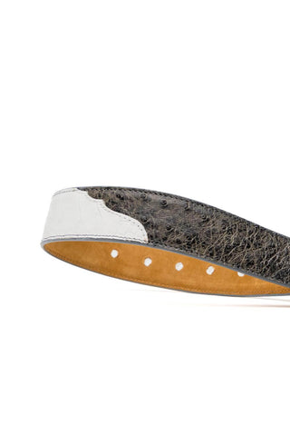 Marco Di Milano Ostrich Belt - White & Gray-AmbrogioShoes