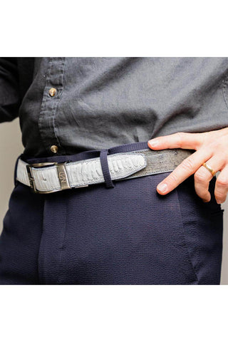 Marco Di Milano Ostrich Belt - White & Gray-AmbrogioShoes