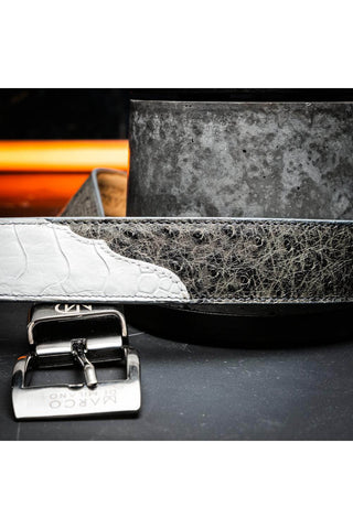Marco Di Milano Ostrich Belt - White & Gray-AmbrogioShoes