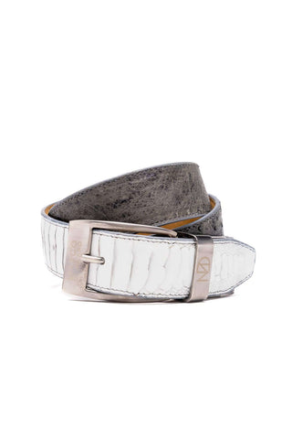 Marco Di Milano Ostrich Belt - White & Gray-AmbrogioShoes