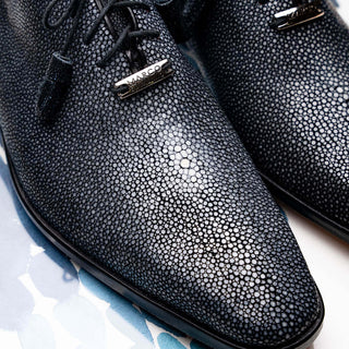 Marco Di Milano Pannuci Black Exotic Stingray Classic Oxfords (MDM1087)-AmbrogioShoes