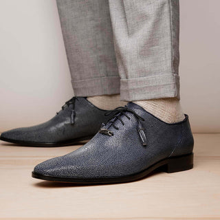 Marco Di Milano Pannuci Black Exotic Stingray Classic Oxfords (MDM1087)-AmbrogioShoes