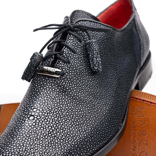 Marco Di Milano Pannuci Men's Shoes Black Exotic Stingray Classic Oxfords (MDM1087)-AmbrogioShoes