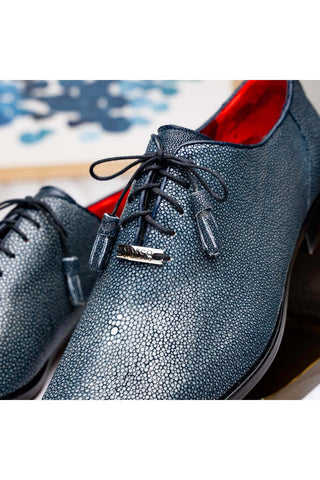 Marco Di Milano Pannuci Navy Exotic Stingray Classic Oxfords (MDM1087)-AmbrogioShoes