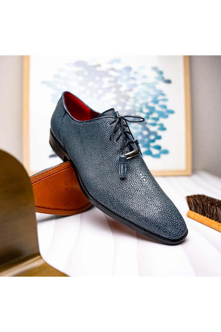 Marco Di Milano Pannuci Navy Exotic Stingray Classic Oxfords (MDM1087)-AmbrogioShoes