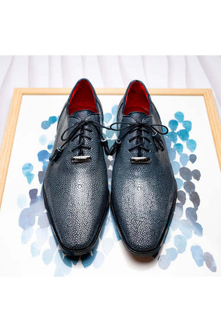 Marco Di Milano Pannuci Navy Exotic Stingray Classic Oxfords (MDM1087)-AmbrogioShoes