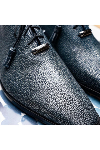 Marco Di Milano Pannuci Navy Exotic Stingray Classic Oxfords (MDM1087)-AmbrogioShoes