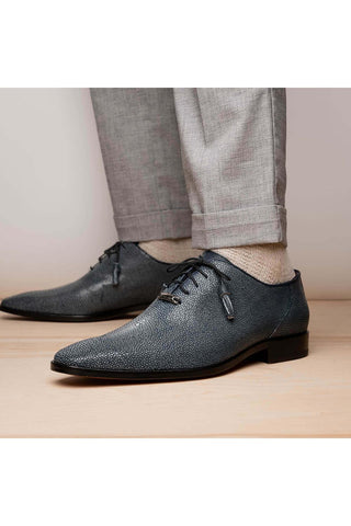 Marco Di Milano Pannuci Navy Exotic Stingray Classic Oxfords (MDM1087)-AmbrogioShoes