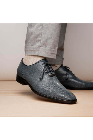 Marco Di Milano Pannuci Navy Exotic Stingray Classic Oxfords (MDM1087)-AmbrogioShoes