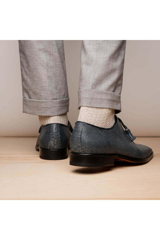 Marco Di Milano Pannuci Navy Exotic Stingray Classic Oxfords (MDM1087)-AmbrogioShoes