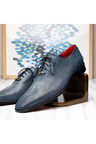 Marco Di Milano Pannuci Navy Exotic Stingray Classic Oxfords (MDM1087)-AmbrogioShoes