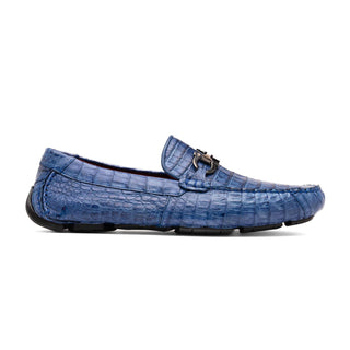 Marco Di Milano Parma Blue Jeans Exotic Crocodile Moccasin Driver Horsebit Loafers (MDM1187)-AmbrogioShoes