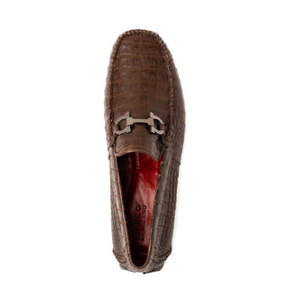 Marco Di Milano Parma Brown Exotic Crocodile Moccasin Driver Horsebit Loafers (MDM1187)-AmbrogioShoes