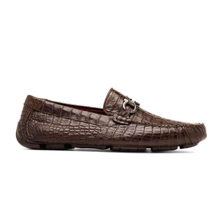 Marco Di Milano Parma Brown Exotic Crocodile Moccasin Driver Horsebit Loafers (MDM1187)-AmbrogioShoes