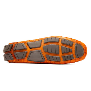 Marco Di Milano Parma Men's Shoes Exotic Brandy Crocodile Moccasin Driver Horsebit Loafers (MDM1187)-AmbrogioShoes