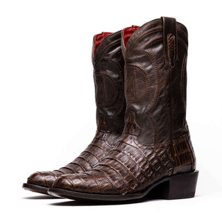 Marco Di Milano Phoenix Aged Brown Exotic Crocodile Skin Cowboy Boot (MDM1232)-AmbrogioShoes