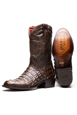 Marco Di Milano Phoenix Aged Brown Exotic Crocodile Skin Cowboy Boot (MDM1232)-AmbrogioShoes
