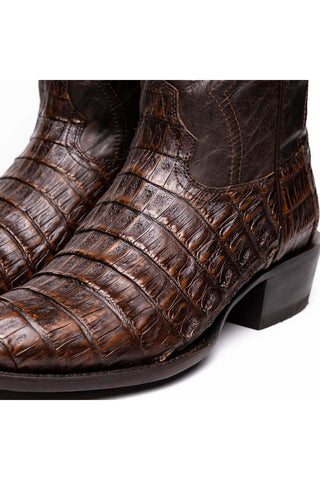 Marco Di Milano Phoenix Aged Brown Exotic Crocodile Skin Cowboy Boot (MDM1232)-AmbrogioShoes