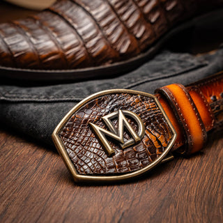 Marco Di Milano Phoenix Aged Maple Exotic Crocodile Skin Cowboy Boot (MDM1236)-AmbrogioShoes