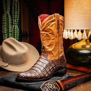 Marco Di Milano Phoenix Aged Maple Exotic Crocodile Skin Cowboy Boot (MDM1236)-AmbrogioShoes
