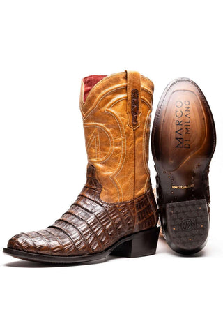 Marco Di Milano Phoenix Aged Maple Exotic Crocodile Skin Cowboy Boot (MDM1236)-AmbrogioShoes