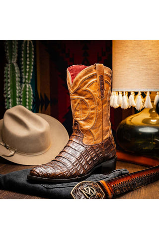 Marco Di Milano Phoenix Aged Maple Exotic Crocodile Skin Cowboy Boot (MDM1236)-AmbrogioShoes