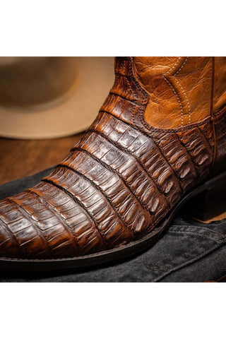 Marco Di Milano Phoenix Aged Maple Exotic Crocodile Skin Cowboy Boot (MDM1236)-AmbrogioShoes