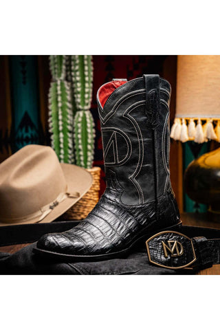 Marco Di Milano Phoenix Black Exotic Crocodile Skin Cowboy Boot (MDM1237)-AmbrogioShoes