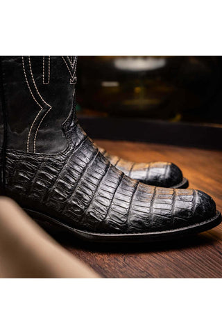Marco Di Milano Phoenix Black Exotic Crocodile Skin Cowboy Boot (MDM1237)-AmbrogioShoes