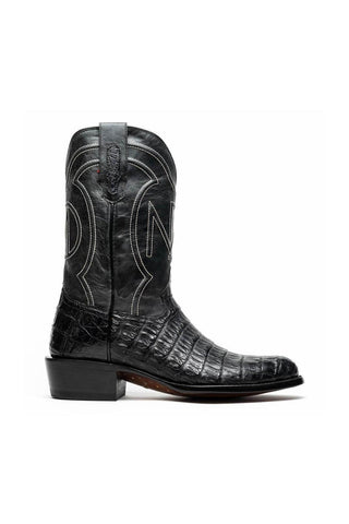 Marco Di Milano Phoenix Black Exotic Crocodile Skin Cowboy Boot (MDM1237)-AmbrogioShoes