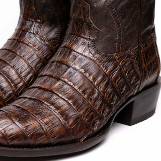 Marco Di Milano Phoenix Men's Shoes Aged Brown Exotic Crocodile Skin Cowboy Boot (MDM1232)-AmbrogioShoes