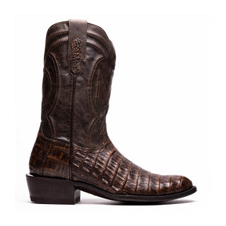 Marco Di Milano Phoenix Men's Shoes Aged Brown Exotic Crocodile Skin Cowboy Boot (MDM1232)-AmbrogioShoes