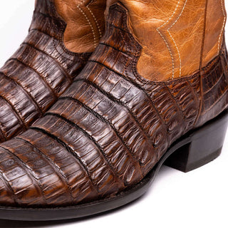 Marco Di Milano Phoenix Men's Shoes Aged Maple Exotic Crocodile Skin Cowboy Boot (MDM1236)-AmbrogioShoes