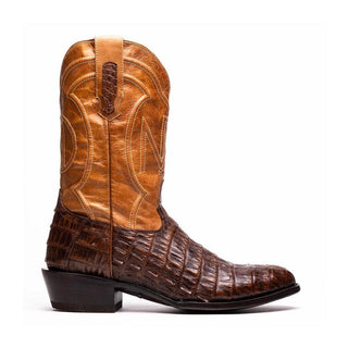 Marco Di Milano Phoenix Men's Shoes Aged Maple Exotic Crocodile Skin Cowboy Boot (MDM1236)-AmbrogioShoes