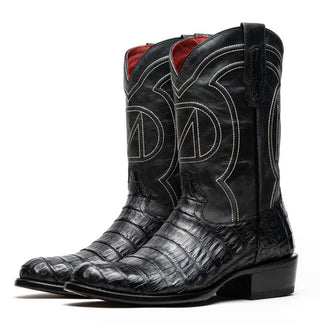Marco Di Milano Phoenix Men's Shoes Black Exotic Crocodile Skin Cowboy Boot (MDM1237)-AmbrogioShoes