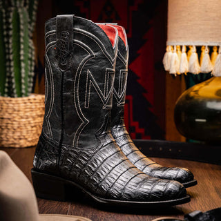 Marco Di Milano Phoenix Men's Shoes Black Exotic Crocodile Skin Cowboy Boot (MDM1237)-AmbrogioShoes