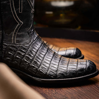 Marco Di Milano Phoenix Men's Shoes Black Exotic Crocodile Skin Cowboy Boot (MDM1237)-AmbrogioShoes