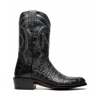 Marco Di Milano Phoenix Men's Shoes Black Exotic Crocodile Skin Cowboy Boot (MDM1237)-AmbrogioShoes
