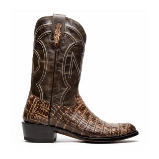 Marco Di Milano Phoenix Men's Shoes Stone Brown Exotic Crocodile Skin Cowboy Boot (MDM1231)-AmbrogioShoes