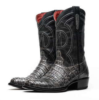 Marco Di Milano Phoenix Men's Shoes Stone Gray Exotic Crocodile Skin Cowboy Boot (MDM1235)-AmbrogioShoes