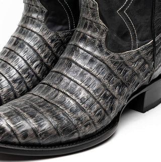Marco Di Milano Phoenix Men's Shoes Stone Gray Exotic Crocodile Skin Cowboy Boot (MDM1235)-AmbrogioShoes