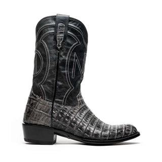 Marco Di Milano Phoenix Men's Shoes Stone Gray Exotic Crocodile Skin Cowboy Boot (MDM1235)-AmbrogioShoes