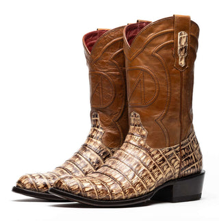 Marco Di Milano Phoenix Men's Shoes Stone Orix Exotic Crocodile Skin Cowboy Boot (MDM1233)-AmbrogioShoes