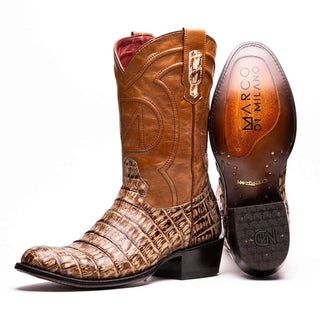 Marco Di Milano Phoenix Men's Shoes Stone Orix Exotic Crocodile Skin Cowboy Boot (MDM1233)-AmbrogioShoes